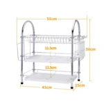 Multi-function Kitchen Stainless Steel Three Layers Arch Shape Rack Hanging Bowl Dish Holder - Image 3