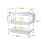 Multi-function Kitchen Stainless Steel Three Layers Flower Shape Steel Sheet Rack Hanging Bowl Dish Holder - Image 3