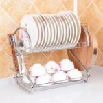 Multi-function Kitchen Stainless Steel Double Diskes Rack Hanging Knife Chopping Block Holder
