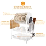 Multi-function Kitchen Stainless Steel Double Diskes Rack Hanging Knife Chopping Block Holder - Image 4