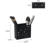 Stainless Steel Wall-mounted Kitchen Rack Double Cage Chopsticks Canister Holder - Image 3