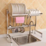 62cm Stainless Steel Kitchen Bowl Dish Drain Rack Storage Holder, Standrad Version - Image 2