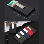 Carbon Fiber Antimagnetic Solid Color Credit Card Holder Money Clip Wallet, Size: 10*6.6cm - Image 4