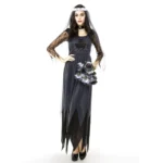 Halloween Costume Women Lace Chiffon Black Dress Ghost Bride Clothes Cosplay Game Uniforms, Size: M, Bust: 76cm, Waistline:70cm, Clothes Long:141cm - Image 4
