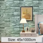 Green Brick Creative 3D Stone Brick Decoration Wallpaper Stickers Bedroom Living Room Wall Waterproof Wallpaper Roll, Size: 45 x 1000cm - Image 4