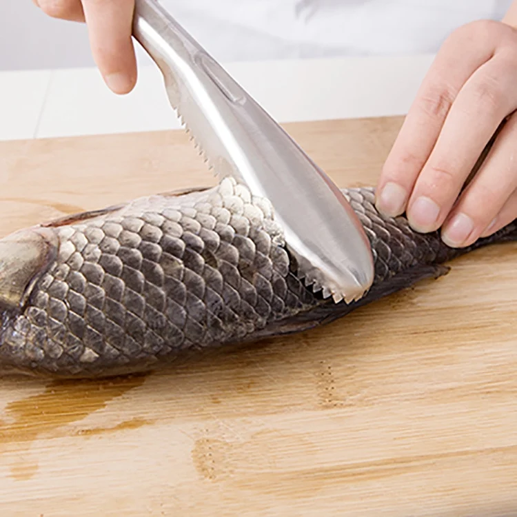 HC6319.webp Kitchen Essential Stainless Steel Bidirectional Sawtooth Fish Scraper Fish Scale Planing Knife - Image 1