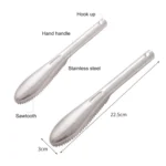 Kitchen Essential Stainless Steel Bidirectional Sawtooth Fish Scraper Fish Scale Planing Knife - Image 3