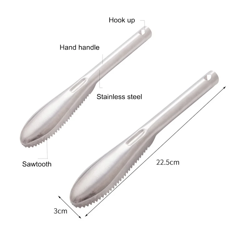 HC6319_2.webp Kitchen Essential Stainless Steel Bidirectional Sawtooth Fish Scraper Fish Scale Planing Knife - Image 3