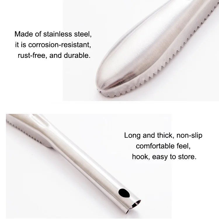 HC6319_3.webp Kitchen Essential Stainless Steel Bidirectional Sawtooth Fish Scraper Fish Scale Planing Knife - Image 4