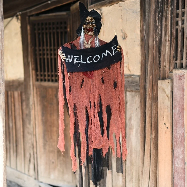 HC6350E.webp Halloween Hang Ghost Resin Electric Skull Bar Door Welcome Ghost Voice Skeleton Props Decorations - Image 1