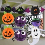 3 PCS / Set Creative Funny Halloween Ghost Bats Spider Pendant Paper Decoration and Props Horror - Image 7