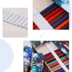 36 Slots Cosmic Galaxy Print Pen Bag Canvas Pencil Wrap Curtain Roll Up Pencil Case Stationery Pouch - Image 6