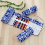 72 Slots Cosmic Galaxy Print Pen Bag Canvas Pencil Wrap Curtain Roll Up Pencil Case Stationery Pouch - Image 2