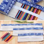 72 Slots Cosmic Galaxy Print Pen Bag Canvas Pencil Wrap Curtain Roll Up Pencil Case Stationery Pouch - Image 3