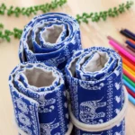 72 Slots Cosmic Galaxy Print Pen Bag Canvas Pencil Wrap Curtain Roll Up Pencil Case Stationery Pouch - Image 4