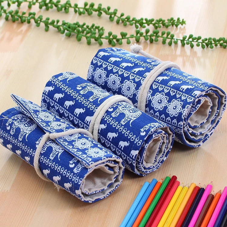 HC6767_4.webp 72 Slots Cosmic Galaxy Print Pen Bag Canvas Pencil Wrap Curtain Roll Up Pencil Case Stationery Pouch - Image 5