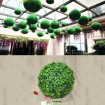 Artificial Aglaia Odorata Plant Ball Topiary Wedding Event Home Outdoor Decoration Hanging Ornament, Diameter: 8.7 inch
