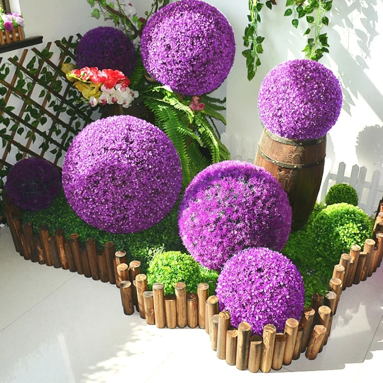 HC6816_4.webp Artificial Purple Eucalyptus Plant Ball Topiary Wedding Event Home Outdoor Decoration Hanging Ornament, Diameter: 11.4 inch - Image 5