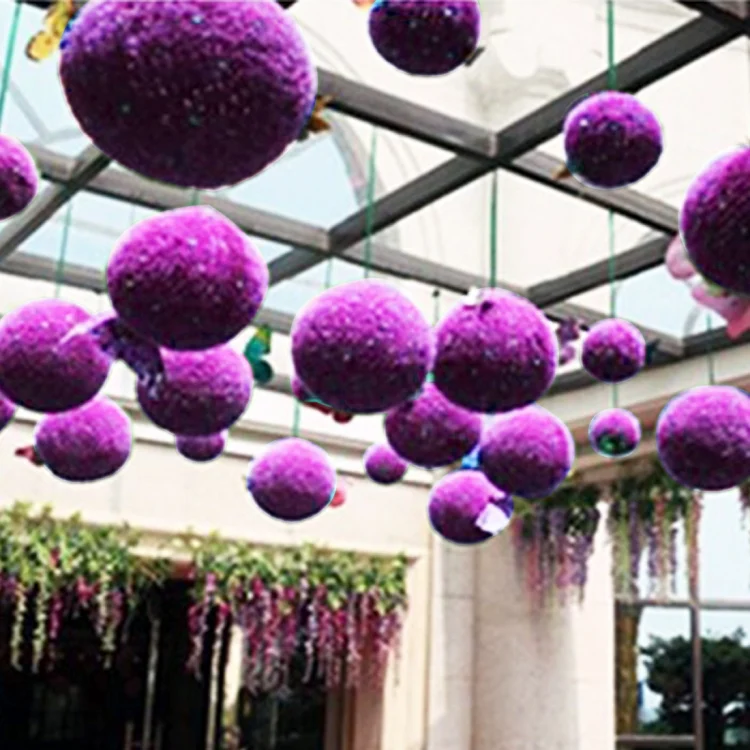 HC6816_5.webp Artificial Purple Eucalyptus Plant Ball Topiary Wedding Event Home Outdoor Decoration Hanging Ornament, Diameter: 11.4 inch - Image 6