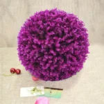 Artificial Purple Eucalyptus Plant Ball Topiary Wedding Event Home Outdoor Decoration Hanging Ornament, Diameter: 15 inch