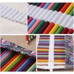 72 Slots Ethnic Print Pen Bag Canvas Pencil Wrap Curtain Roll Up Pencil Case Stationery Pouch - Image 5