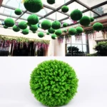 Artificial Green Eucalyptus Plant Ball Topiary Wedding Event Home Outdoor Decoration Hanging Ornament, Diameter: 13.4 inch