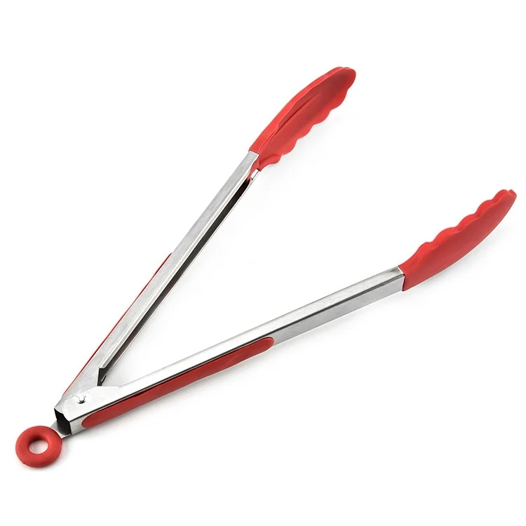 HC6888R_1.webp 9 inch Silicone Non-slip Food Bread Barbecue BBQ Clip Tongs Kitchen Tools - Image 2