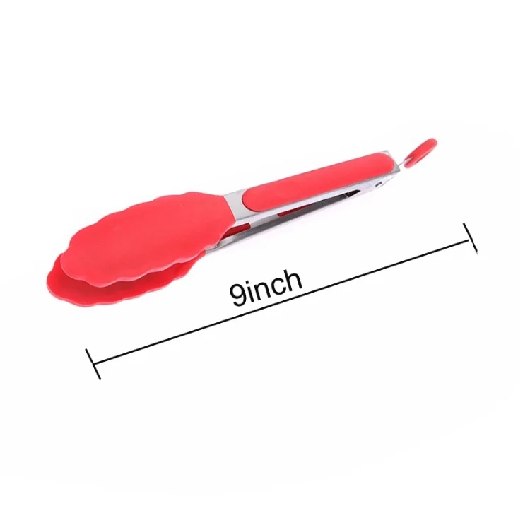 HC6888R_3.webp 9 inch Silicone Non-slip Food Bread Barbecue BBQ Clip Tongs Kitchen Tools - Image 4