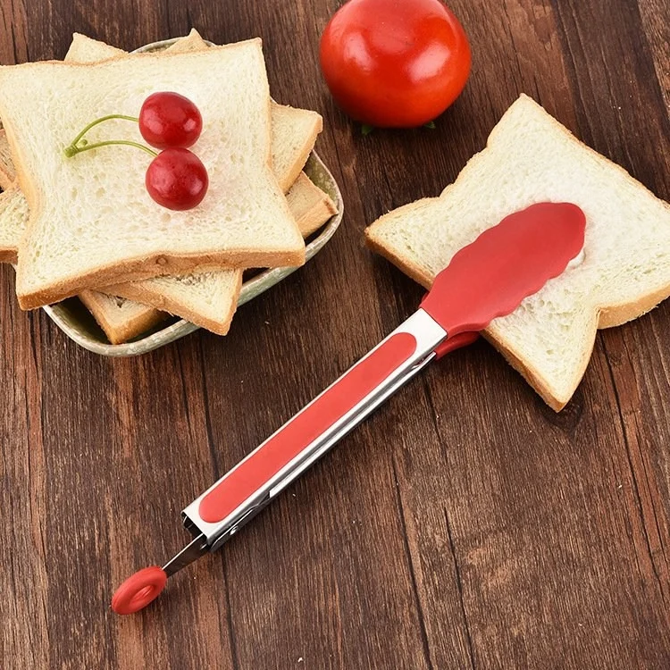 HC6888R_4.webp 9 inch Silicone Non-slip Food Bread Barbecue BBQ Clip Tongs Kitchen Tools - Image 5