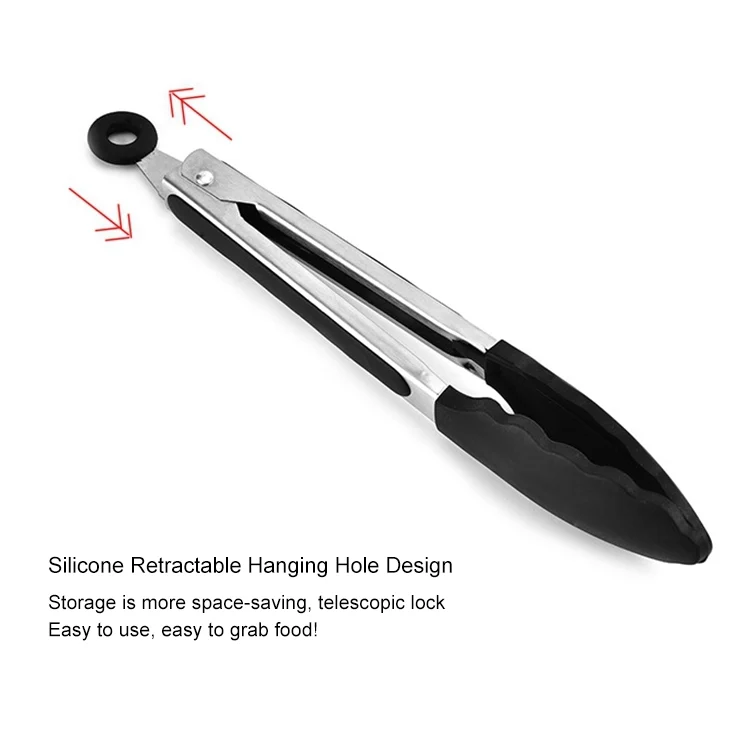 HC6889B_2.webp 12 inch Silicone Non-slip Food Bread Barbecue BBQ Clip Tongs Kitchen Tools - Image 3