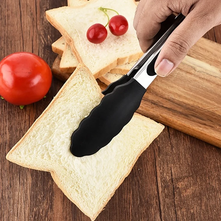 HC6889B_4.webp 12 inch Silicone Non-slip Food Bread Barbecue BBQ Clip Tongs Kitchen Tools - Image 5