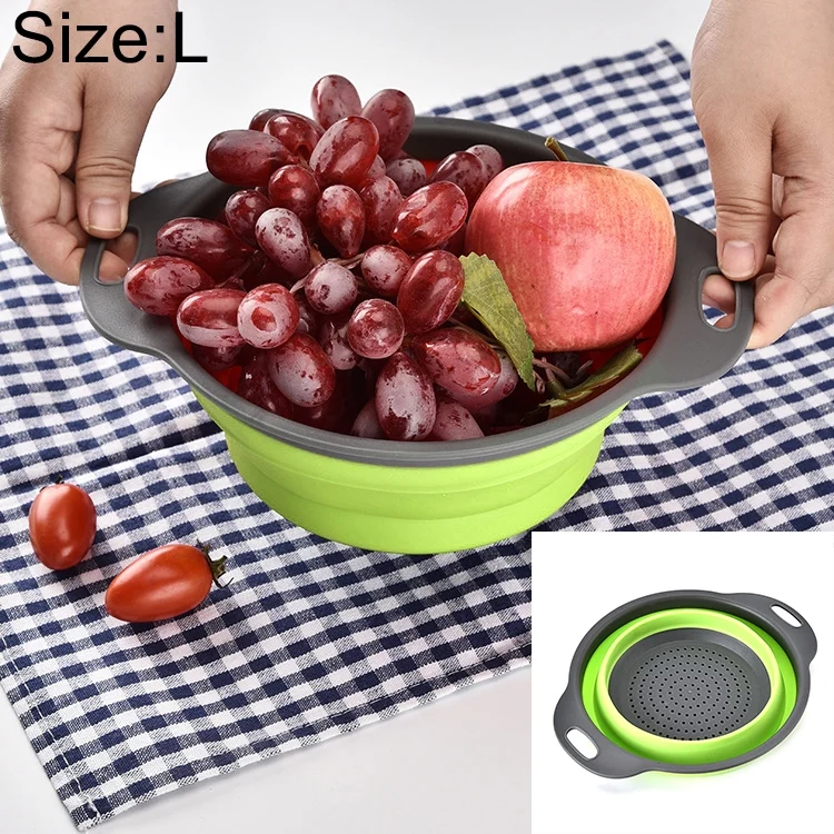 HC6891G.webp Creative Folding Vegetables Fruits Storage Basket Organizer Drain Basket, L, Size: 29.5*23.5*10cm - Image 1