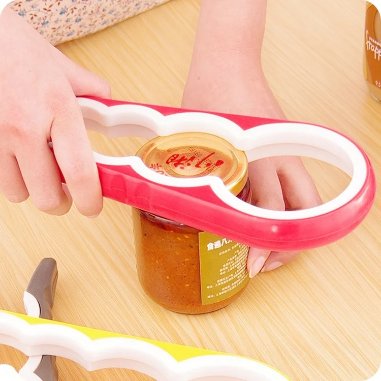 HC6893.webp 4 in 1 Multi-function Bottle Opener Home Safe Open Cans Anti-skid Cap Kitchen Tool, Random Color Delivery - Image 1
