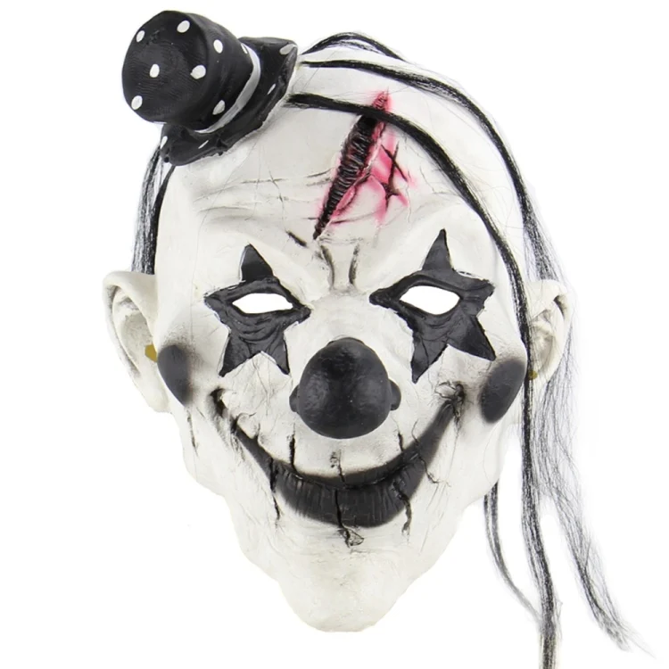 HC6899_1.webp Halloween Festival Party Latex Devil Clown Frightened Mask Headgear, with Hair - Image 2