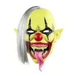 Halloween Festival Party Latex Green Face Clown Frightened Mask, with Hair - Image 2