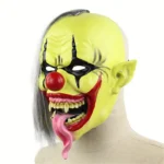 Halloween Festival Party Latex Green Face Clown Frightened Mask, with Hair - Image 3