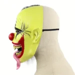Halloween Festival Party Latex Green Face Clown Frightened Mask, with Hair - Image 4