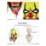 Halloween Festival Party Latex Green Face Clown Frightened Mask, with Hair - Image 6