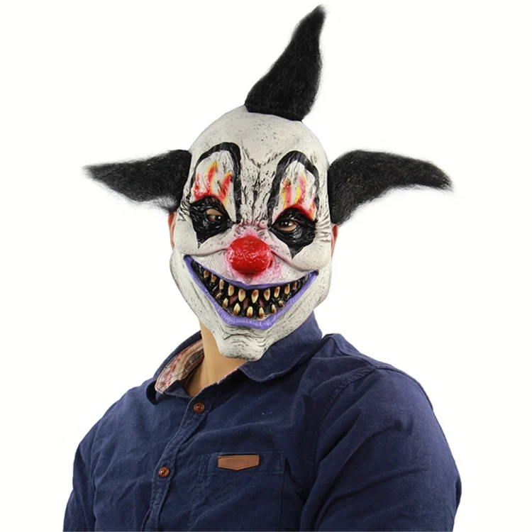 Halloween Festival Party Latex Wizard Clown Frightened Mask Headgear, with Hair