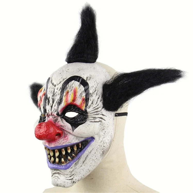 HC6928_2.webp Halloween Festival Party Latex Wizard Clown Frightened Mask Headgear, with Hair - Image 3