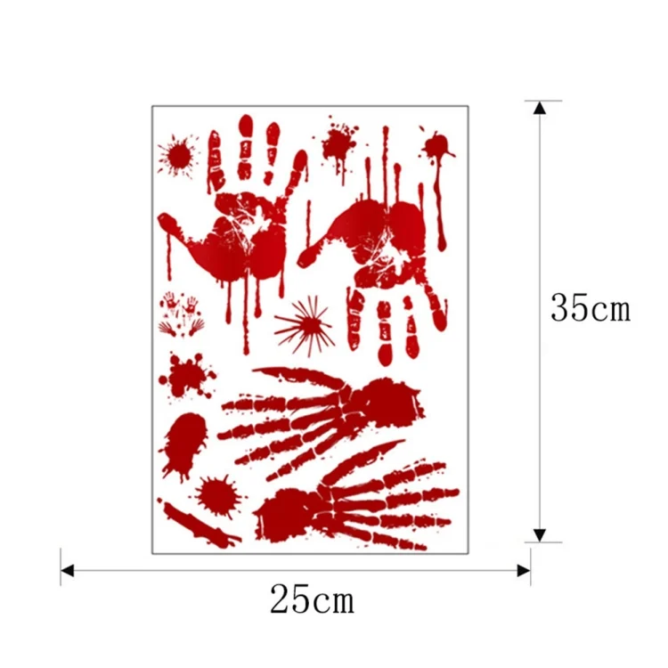 HC6937_1.webp Halloween Decorations PVC Creative Blood-printed Wall Stickers Window Stickers, Size: 25*30cm, Random Style Delivery - Image 2