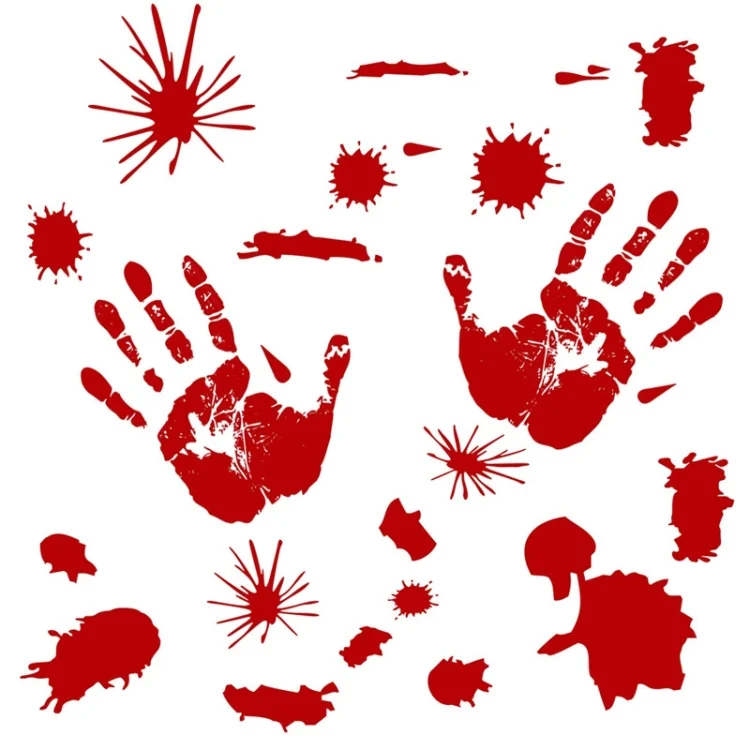HC6949_1.webp Halloween Decorations PVC Creative Blood Handprints and Footprints Wall Stickers Window Stickers, Random Style Delivery - Image 2