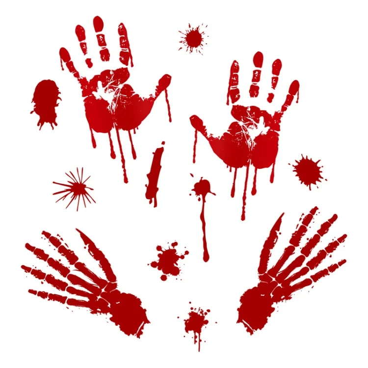 HC6949_2.webp Halloween Decorations PVC Creative Blood Handprints and Footprints Wall Stickers Window Stickers, Random Style Delivery - Image 3