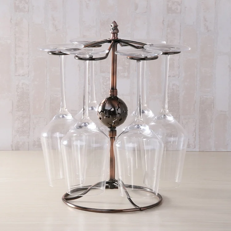HC70007.webp Iron Hanging Wine Glass Shelf Drain Rack Pearl Shape Cup Holder - Image 1