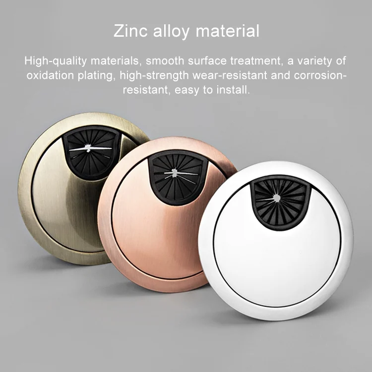 HC7296D_3.webp 2 PCS Desk Computer Desktop Zinc Alloy Round Threading Box Hole Cover, Hole Diameter: 35mm (Bright Gold) - Image 4
