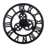 Retro Wooden Round Single-sided Gear Clock Rome Number Wall Clock, Diameter: 40cm - Image 3