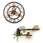 Retro Wooden Round Single-sided Gear Clock Rome Number Wall Clock, Diameter: 45cm - Image 10