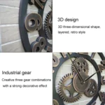 Retro Wooden Round Single-sided Gear Clock Number Wall Clock, Diameter: 58cm - Image 4