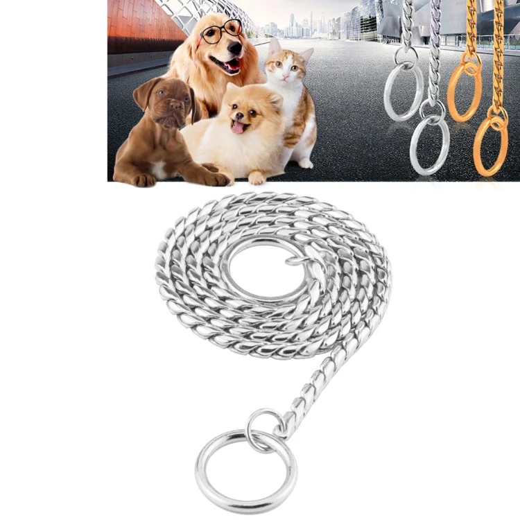 HC7394S.webp Pet Collars Pet Neck Strap Dog Neckband Snake Chain Dog Chain Solid Metal Chain Dog Collar,Length:35cm - Image 1