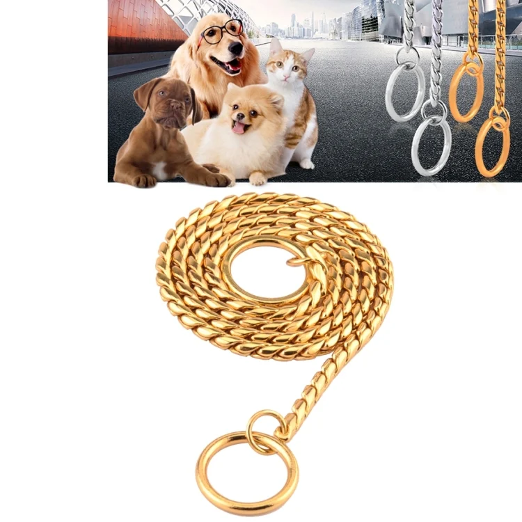 HC7397J.webp Pet Collars Pet Neck Strap Dog Neckband Snake Chain Dog Chain Solid Metal Chain Dog Collar,Length:55cm - Image 1